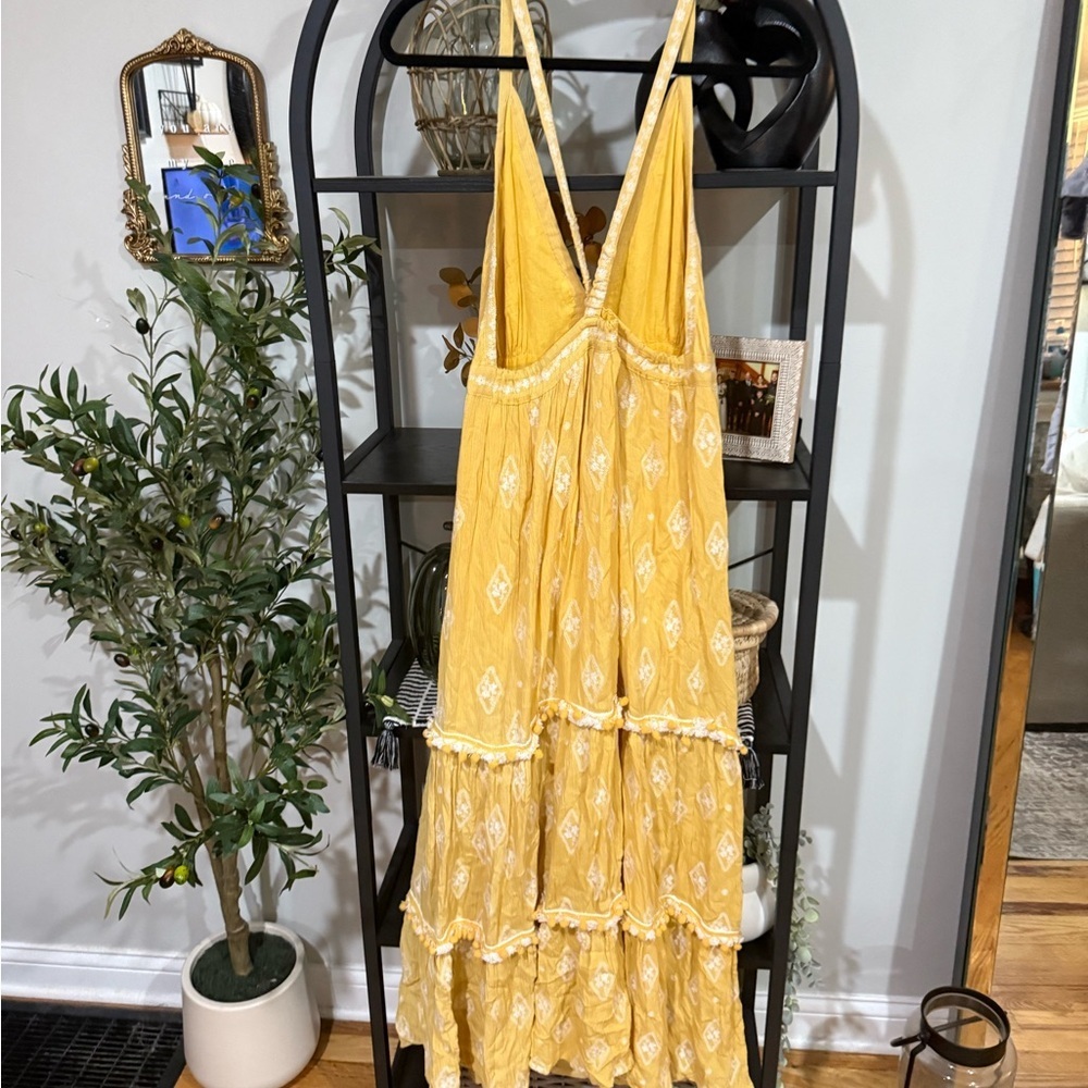 RAGA Sunlit Yellow Maxi Dress with White Accents size large - Picture 9 of 12